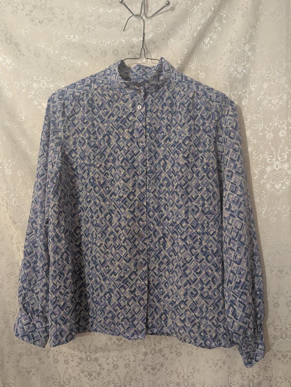 VNTG Pendleton Country Sophisticates Geometric Mock Neck Blouse Sz 12